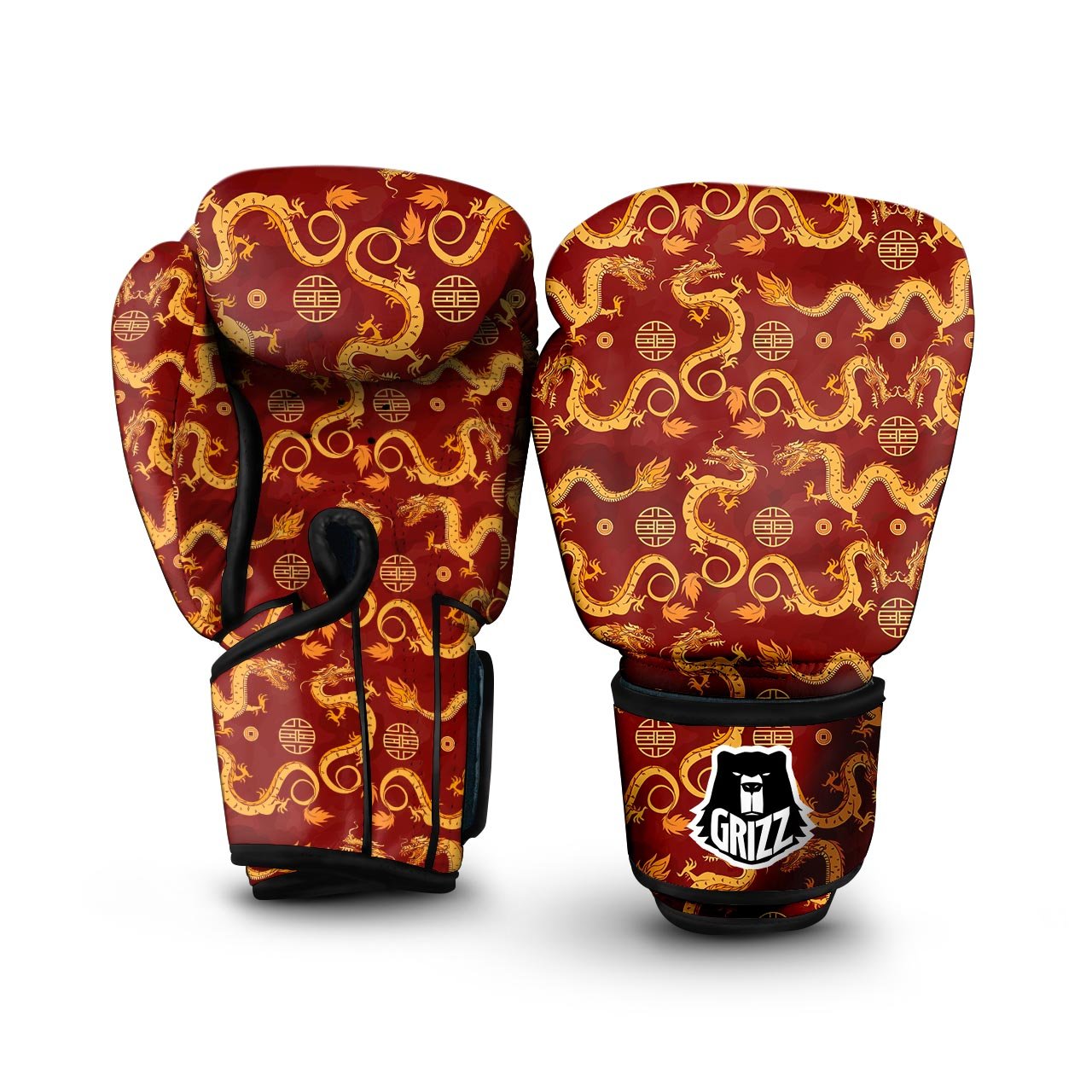 Red Chinese Dragon Boxing Gloves-grizzshop