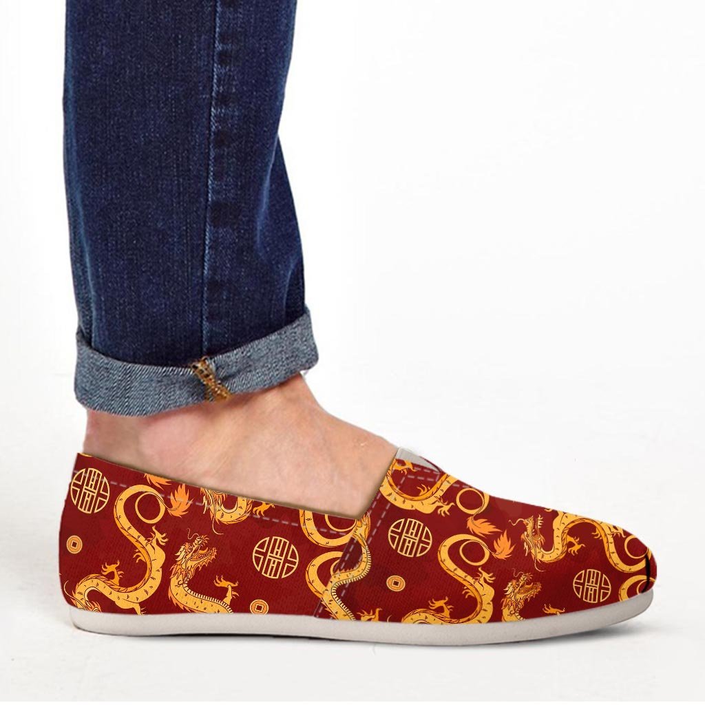 Red Chinese Dragon Canvas Shoes-grizzshop