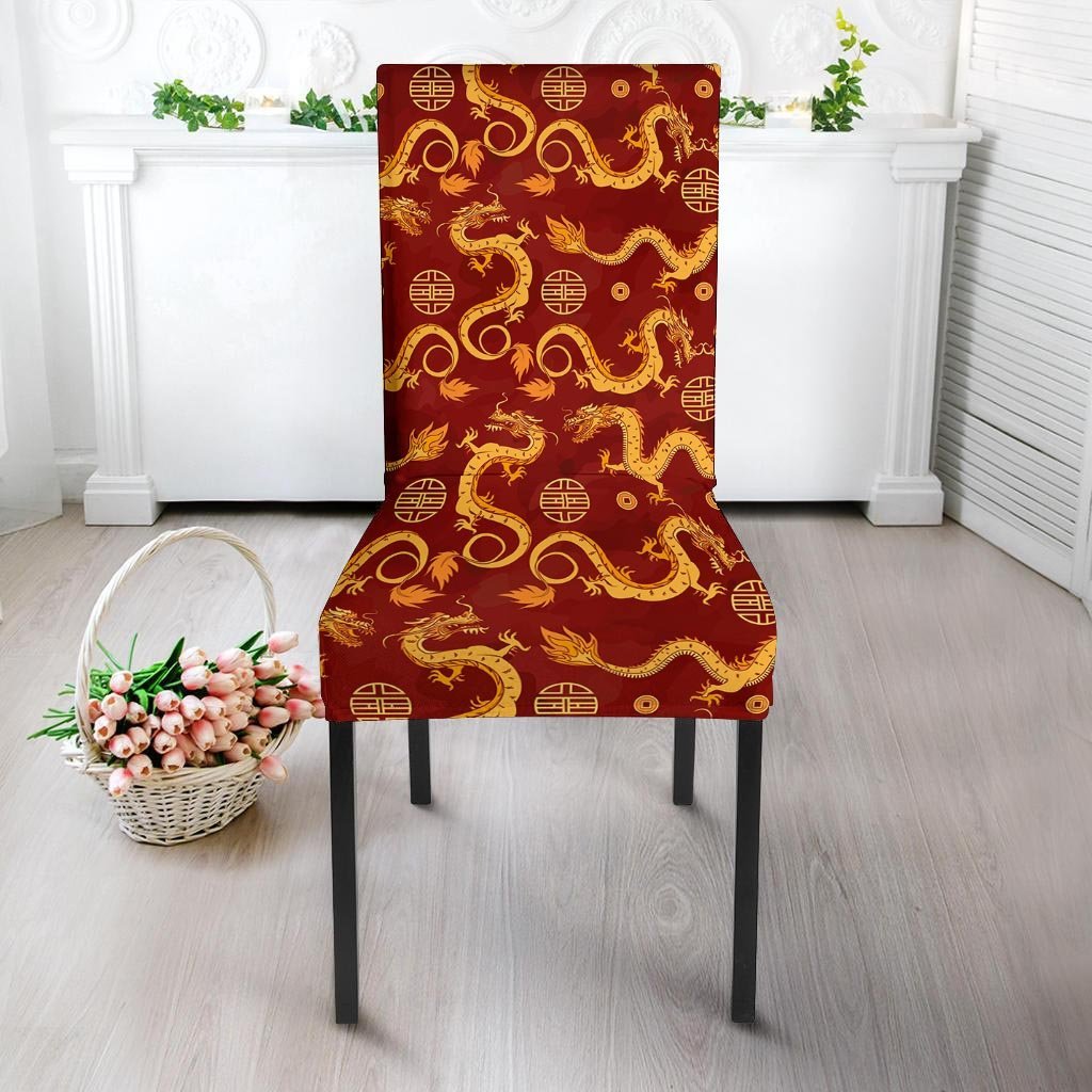 Red Chinese Dragon Chair Cover-grizzshop