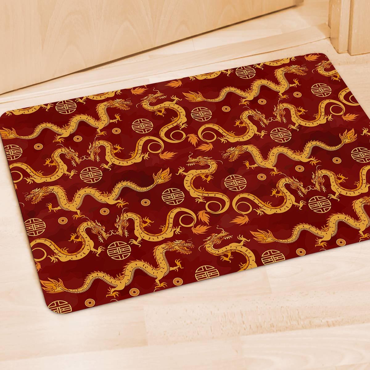 Red Chinese Dragon Door Mat-grizzshop