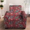 Red Chinese Dragon Floral Print Armchair Cover-grizzshop