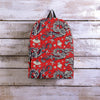 Red Chinese Dragon Floral Print Backpack-grizzshop