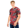 Red Chinese Dragon Floral Print Men T Shirt-grizzshop