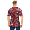 Red Chinese Dragon Floral Print Men T Shirt-grizzshop