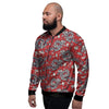 Red Chinese Dragon Floral Print Men's Bomber Jacket-grizzshop