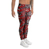 Red Chinese Dragon Floral Print Men's Leggings-grizzshop