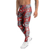 Red Chinese Dragon Floral Print Men's Leggings-grizzshop