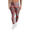 Red Chinese Dragon Floral Print Men's Leggings-grizzshop