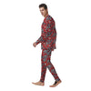 Red Chinese Dragon Floral Print Men's Pajamas-grizzshop