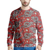 Red Chinese Dragon Floral Print Men's Sweatshirt-grizzshop