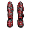 Red Chinese Dragon Floral Print Muay Thai Shin Guard-grizzshop