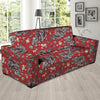 Red Chinese Dragon Floral Print Sofa Cover-grizzshop