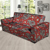 Red Chinese Dragon Floral Print Sofa Cover-grizzshop