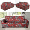 Red Chinese Dragon Floral Print Sofa Cover-grizzshop