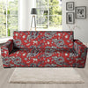 Red Chinese Dragon Floral Print Sofa Cover-grizzshop