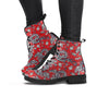 Red Chinese Dragon Floral Print Women's Boots-grizzshop