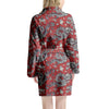 Red Chinese Dragon Floral Print Women's Robe-grizzshop