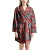 Red Chinese Dragon Floral Print Women's Robe-grizzshop