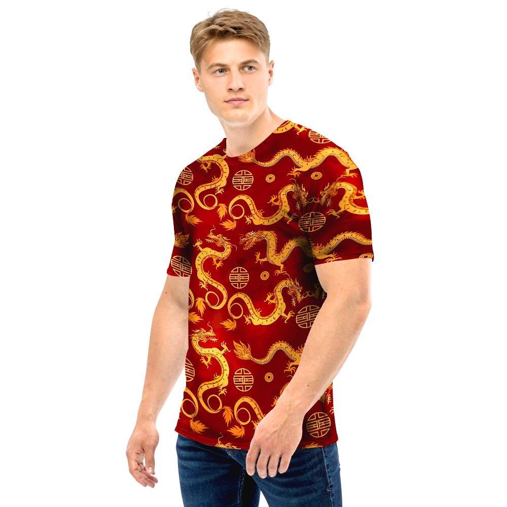 Red Chinese Dragon Men T Shirt-grizzshop