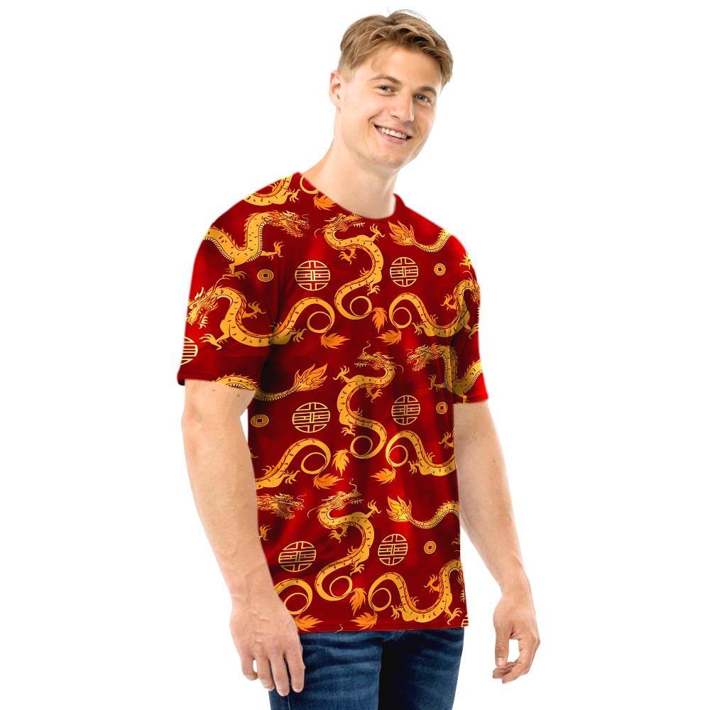 Red Chinese Dragon Men T Shirt-grizzshop