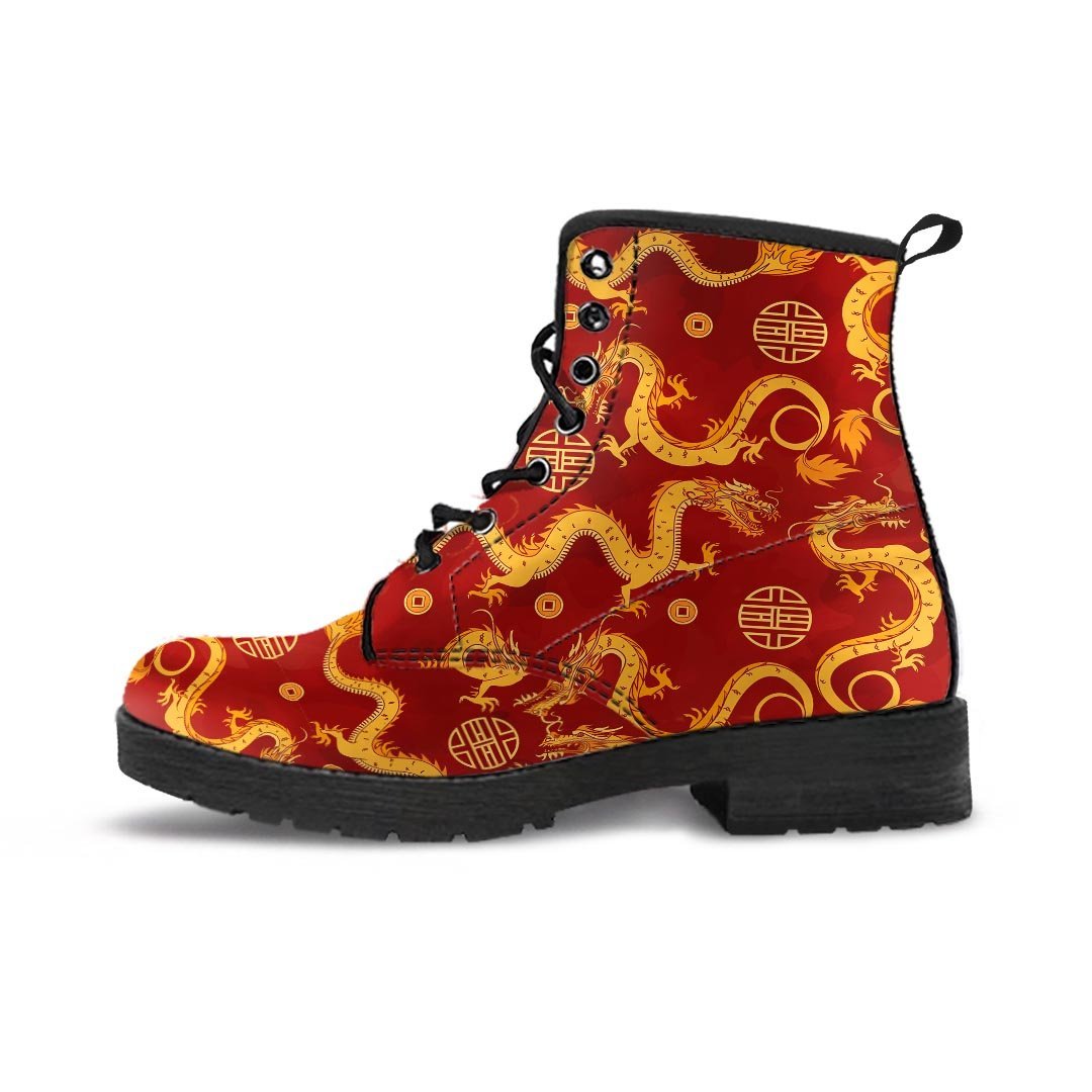 Red Chinese Dragon Men's Boots-grizzshop