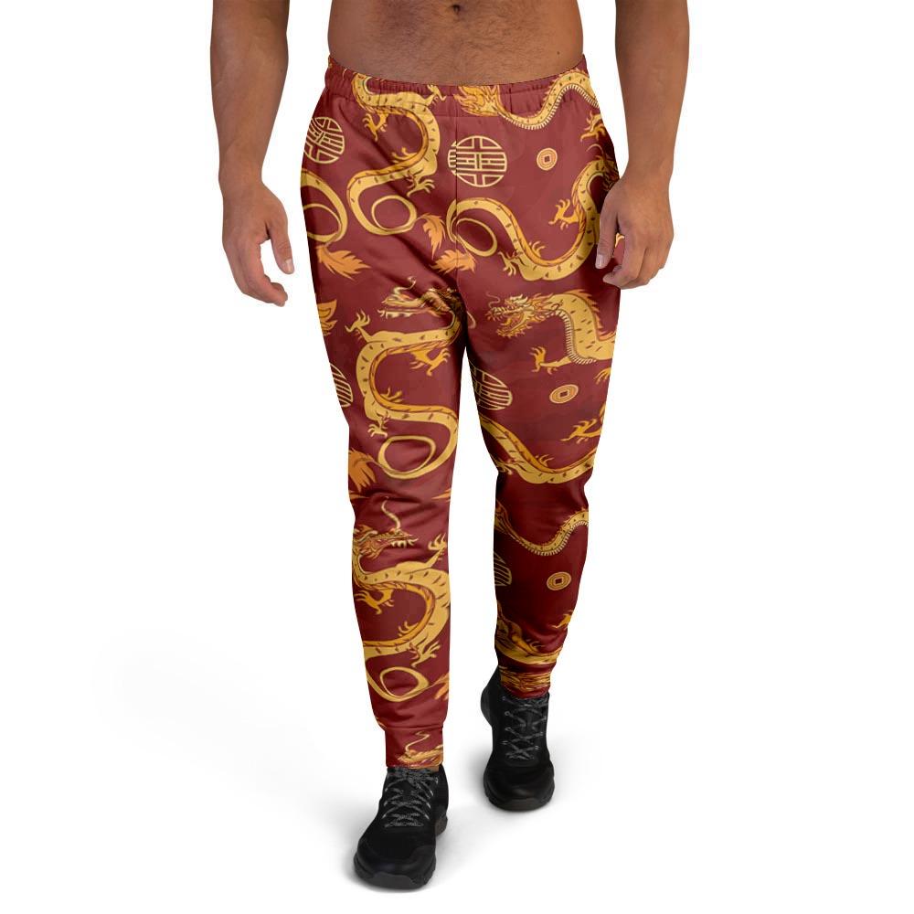 Red Chinese Dragon Men's Joggers-grizzshop