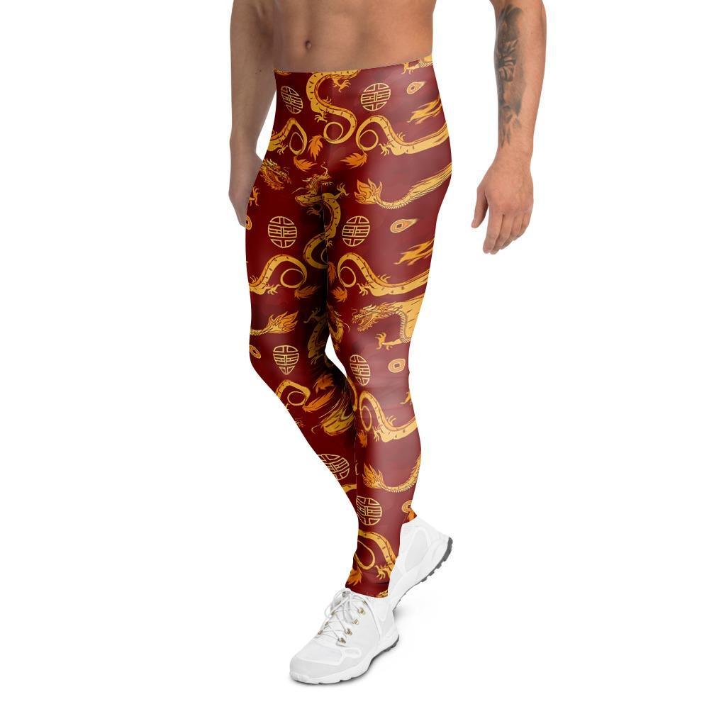 Red Chinese Dragon Men's Leggings-grizzshop