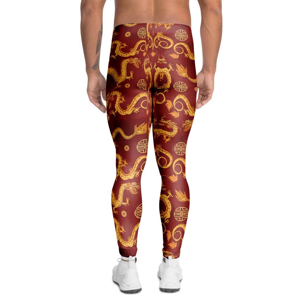 Red Chinese Dragon Men's Leggings-grizzshop