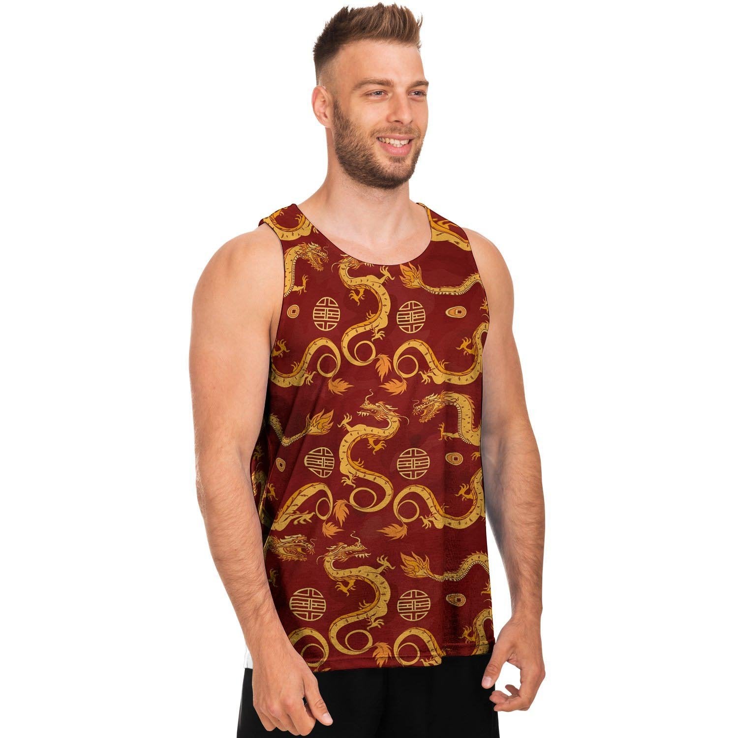 Red Chinese Dragon Men's Tank Tops-grizzshop