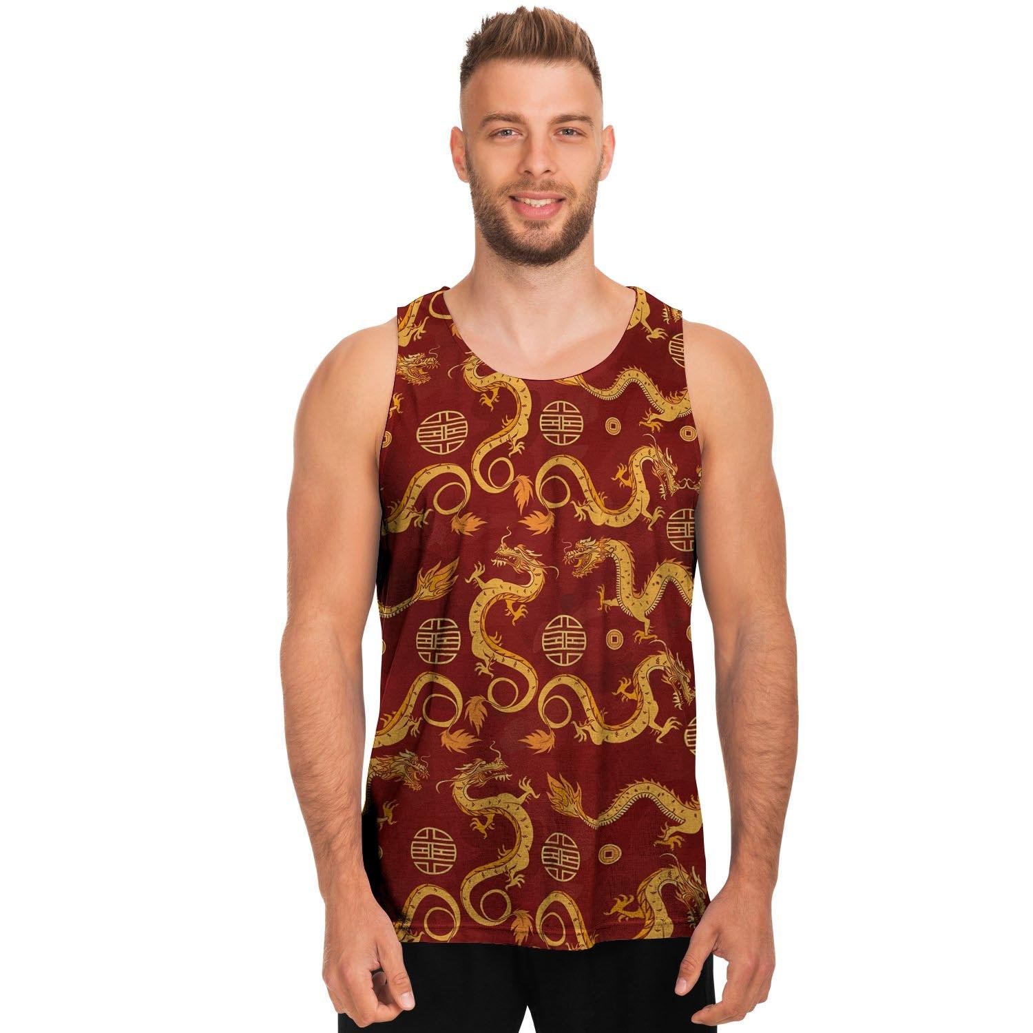 Red Chinese Dragon Men's Tank Tops-grizzshop