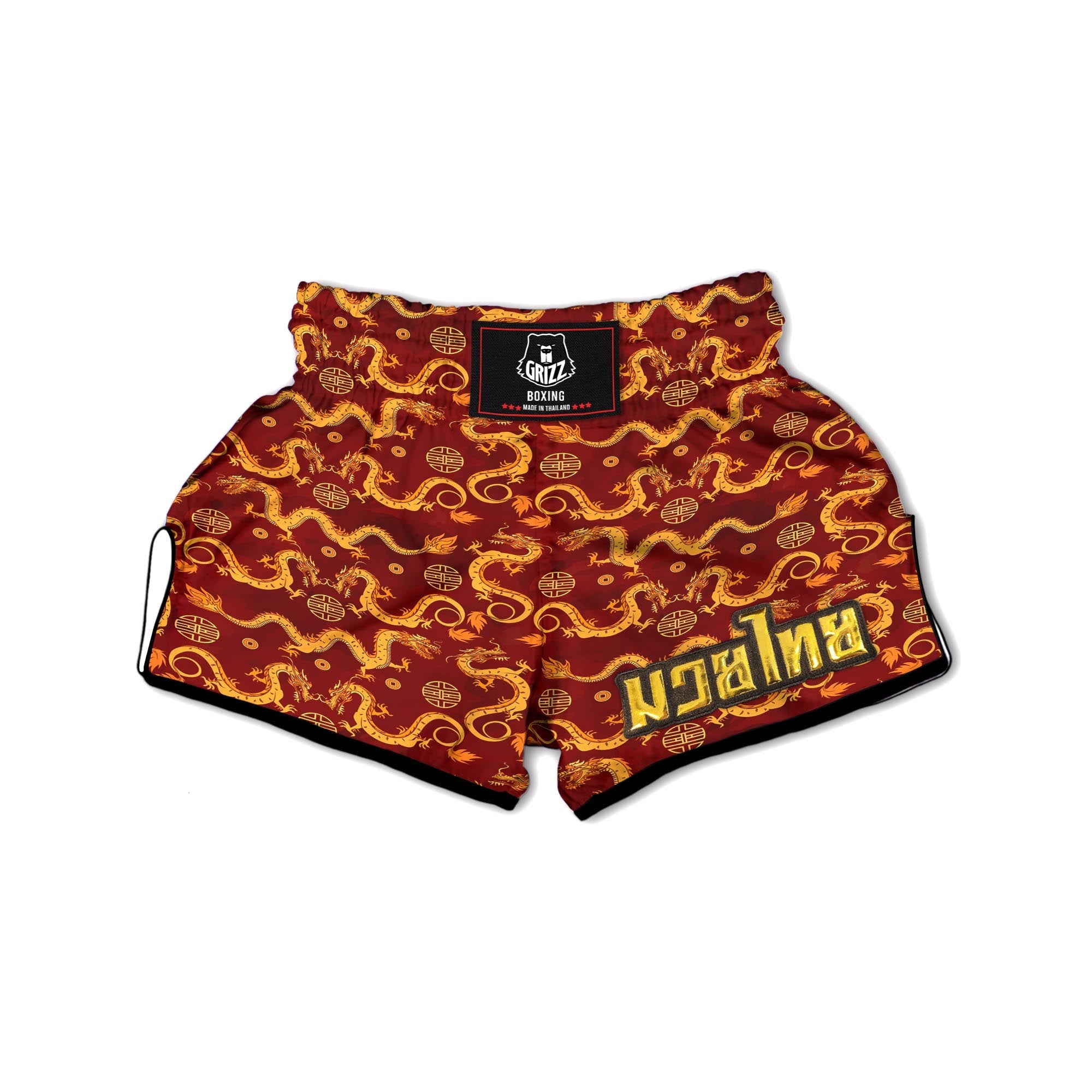 Red Chinese Dragon Muay Thai Boxing Shorts-grizzshop