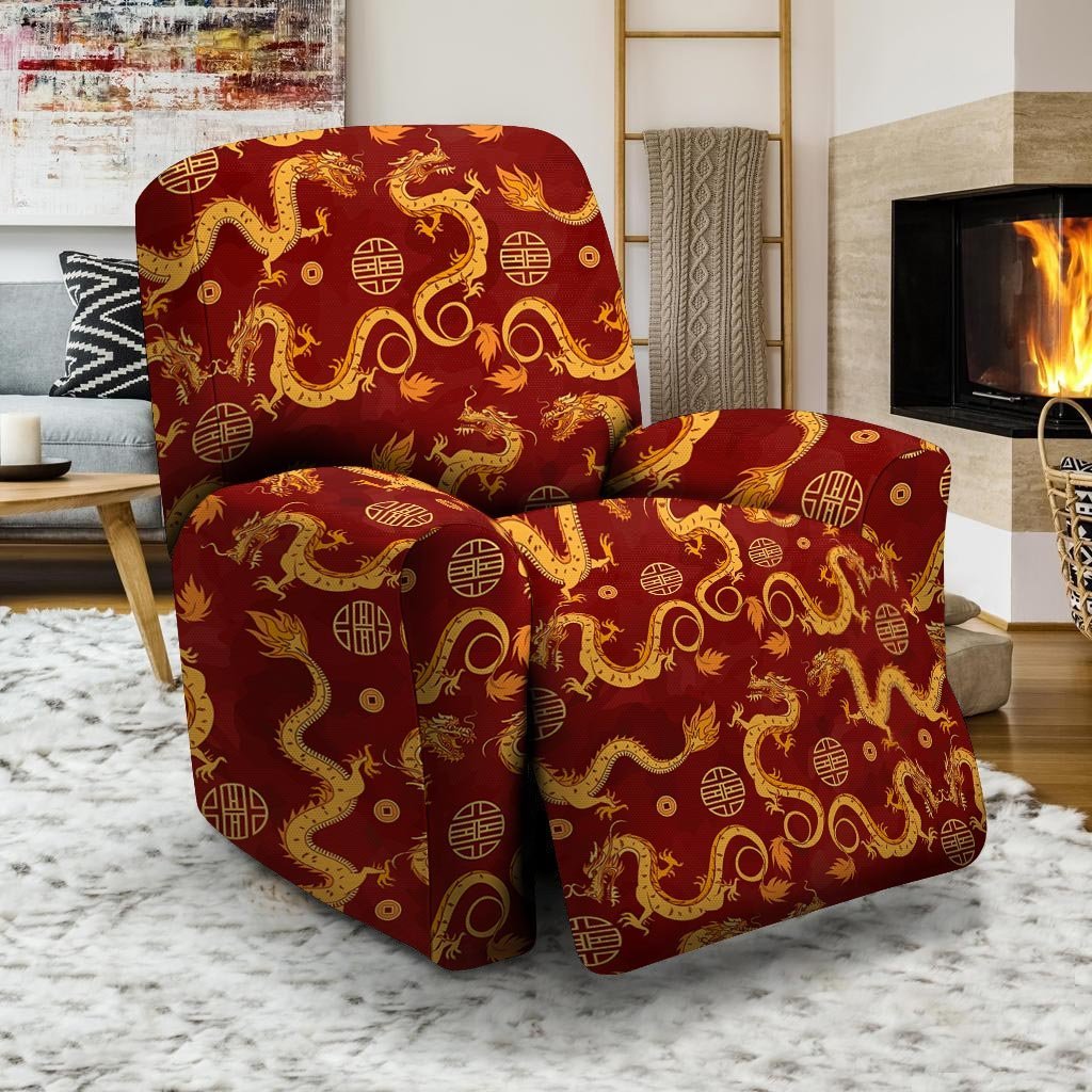 Red Chinese Dragon Recliner Cover-grizzshop