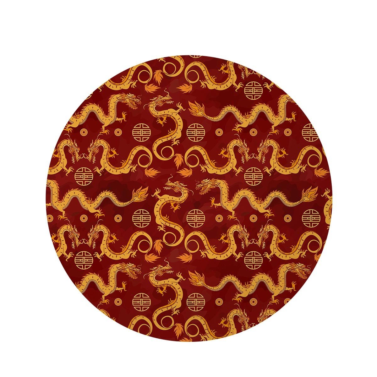 Red Chinese Dragon Round Rug-grizzshop