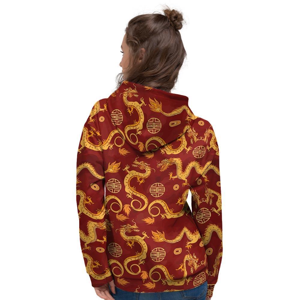 Red Chinese Dragon Women's Hoodie-grizzshop