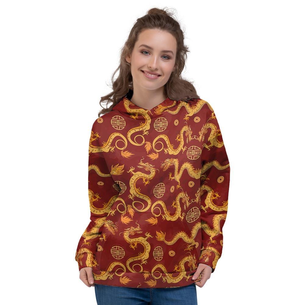 Red Chinese Dragon Women's Hoodie-grizzshop