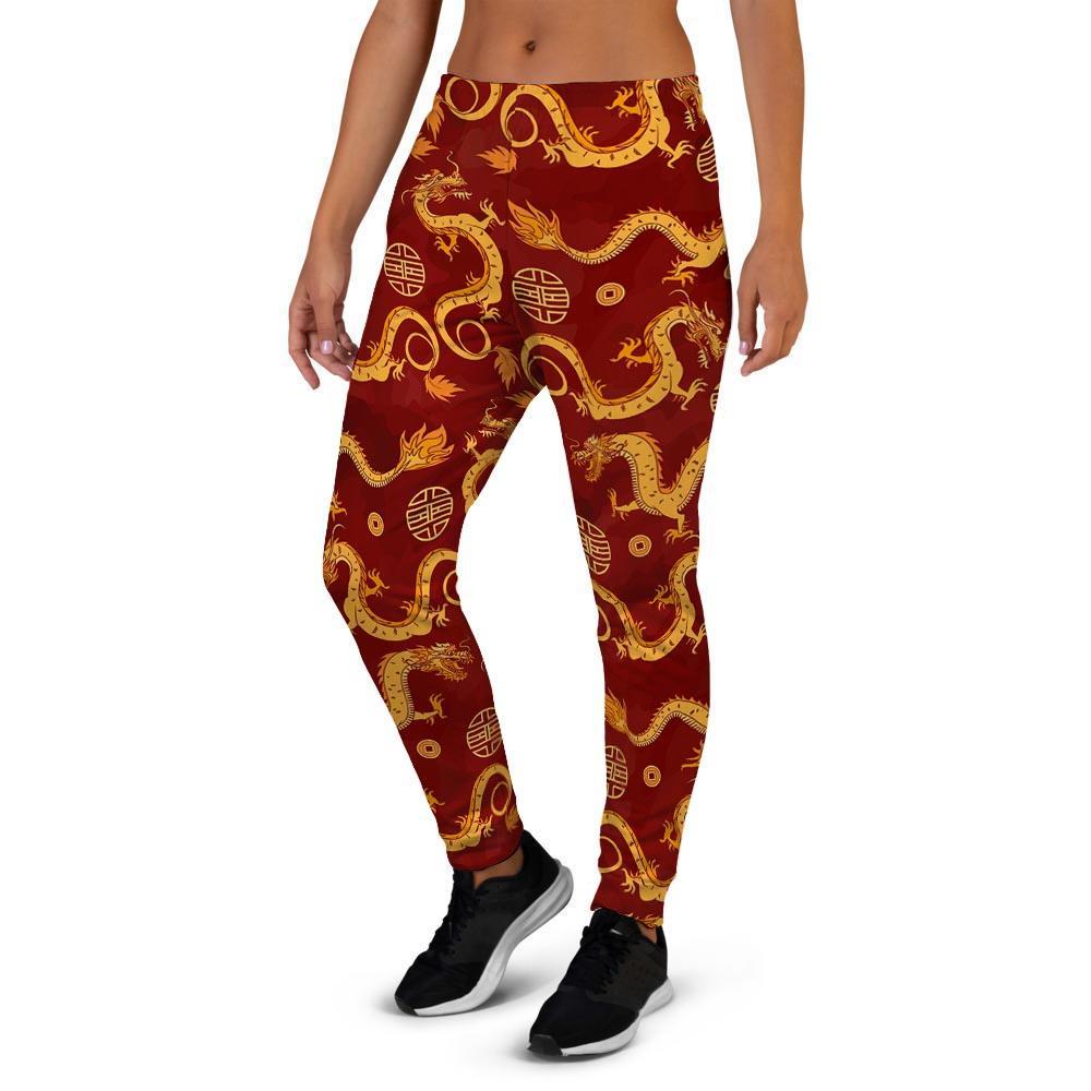 Red Chinese Dragon Women's Joggers-grizzshop