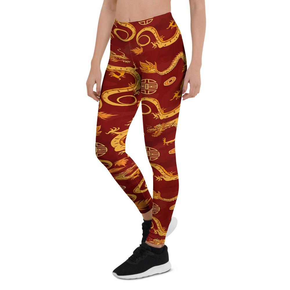 Red Chinese Dragon Women's Leggings-grizzshop