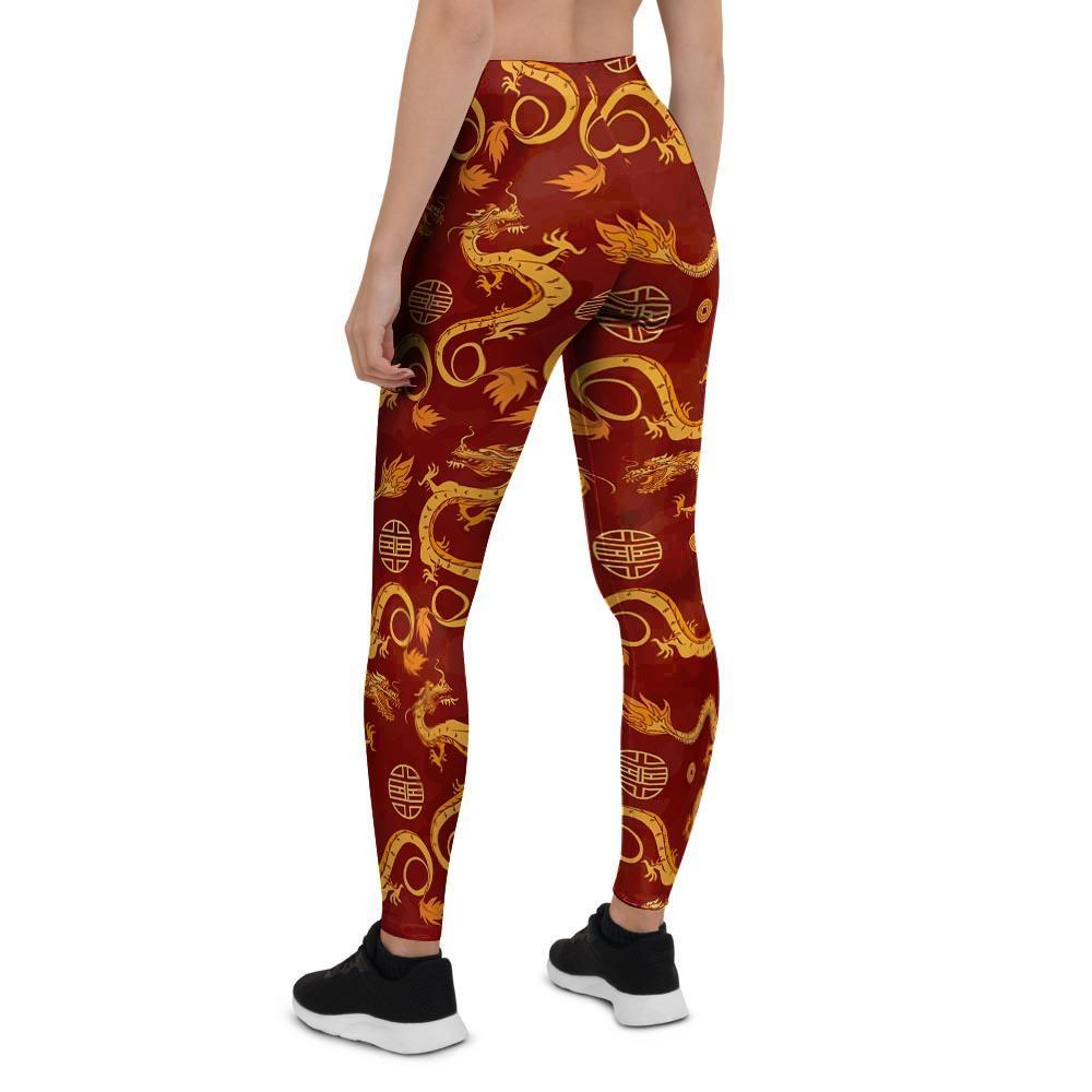 Red Chinese Dragon Women's Leggings-grizzshop