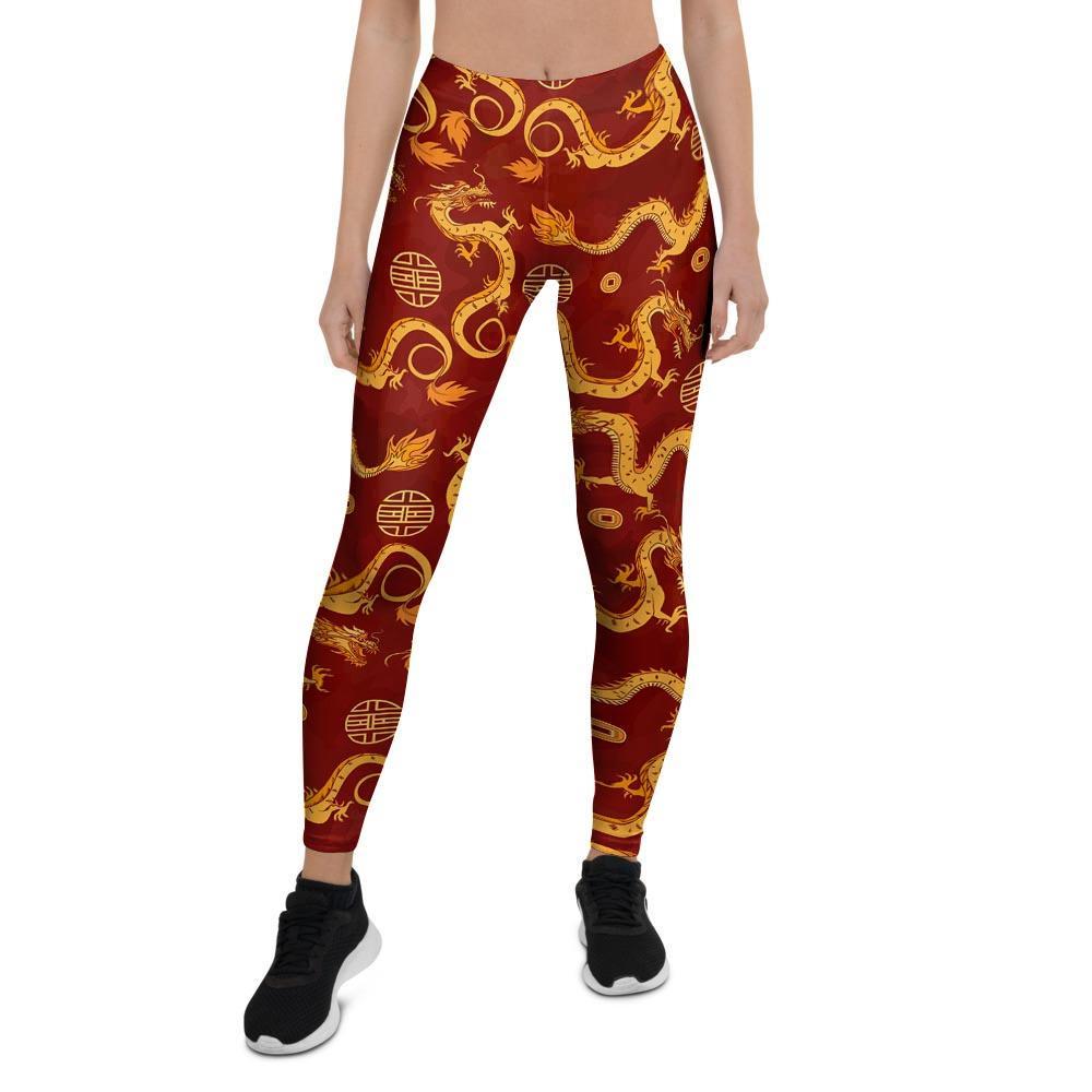 Red Chinese Dragon Women's Leggings-grizzshop