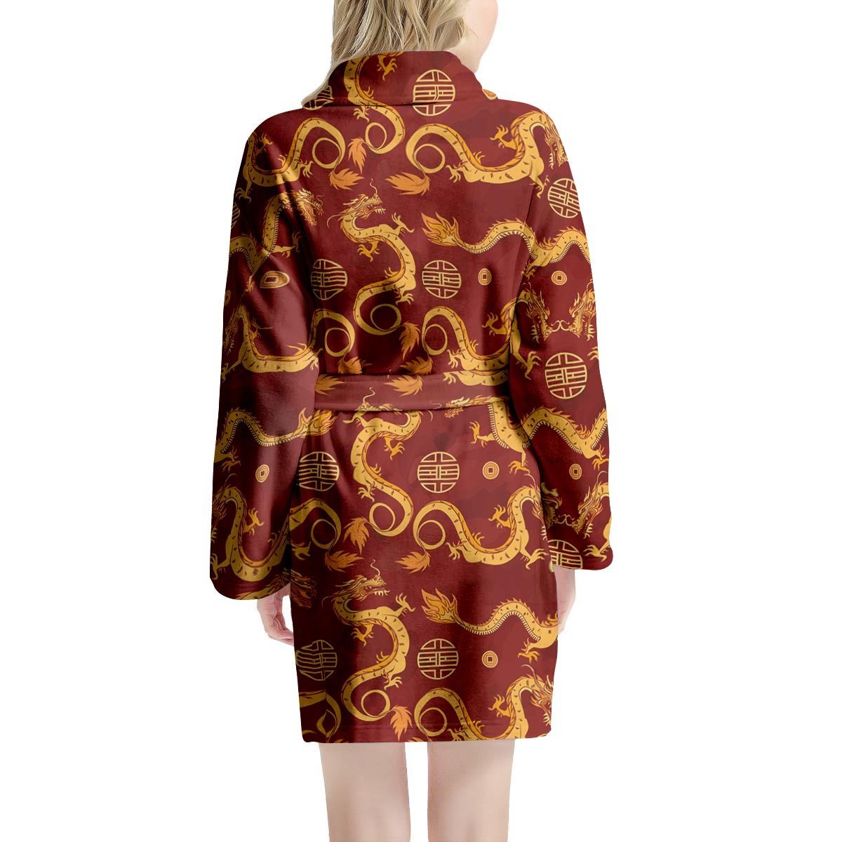 Red Chinese Dragon Women's Robe-grizzshop