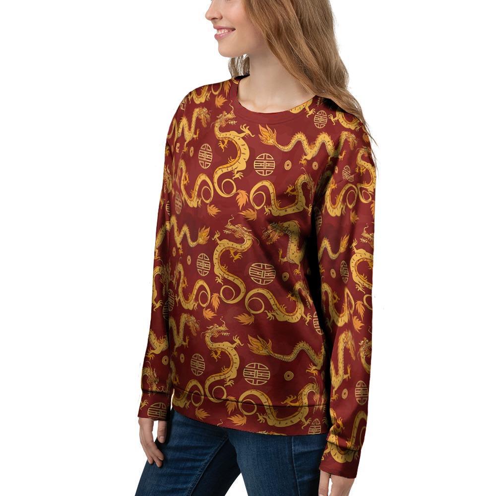 Red Chinese Dragon Women's Sweatshirt-grizzshop