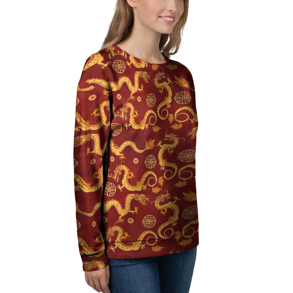 Red Chinese Dragon Women's Sweatshirt-grizzshop