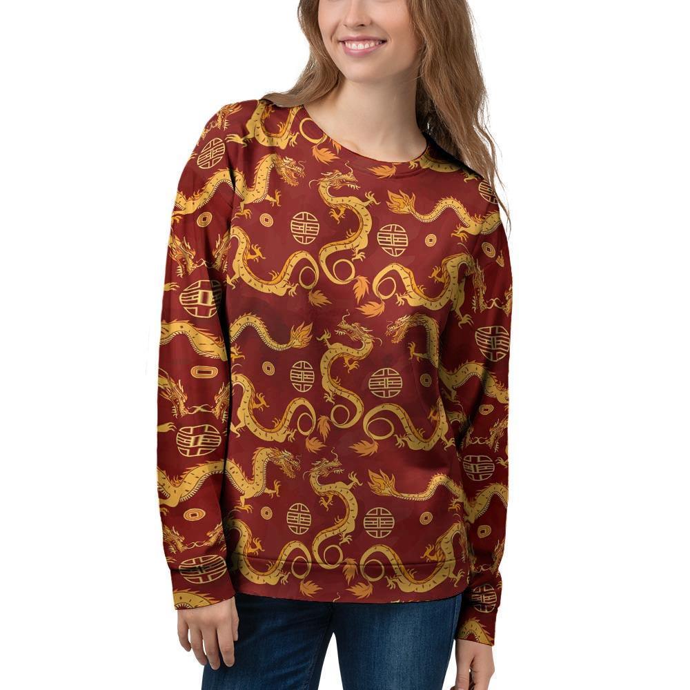 Red Chinese Dragon Women's Sweatshirt-grizzshop