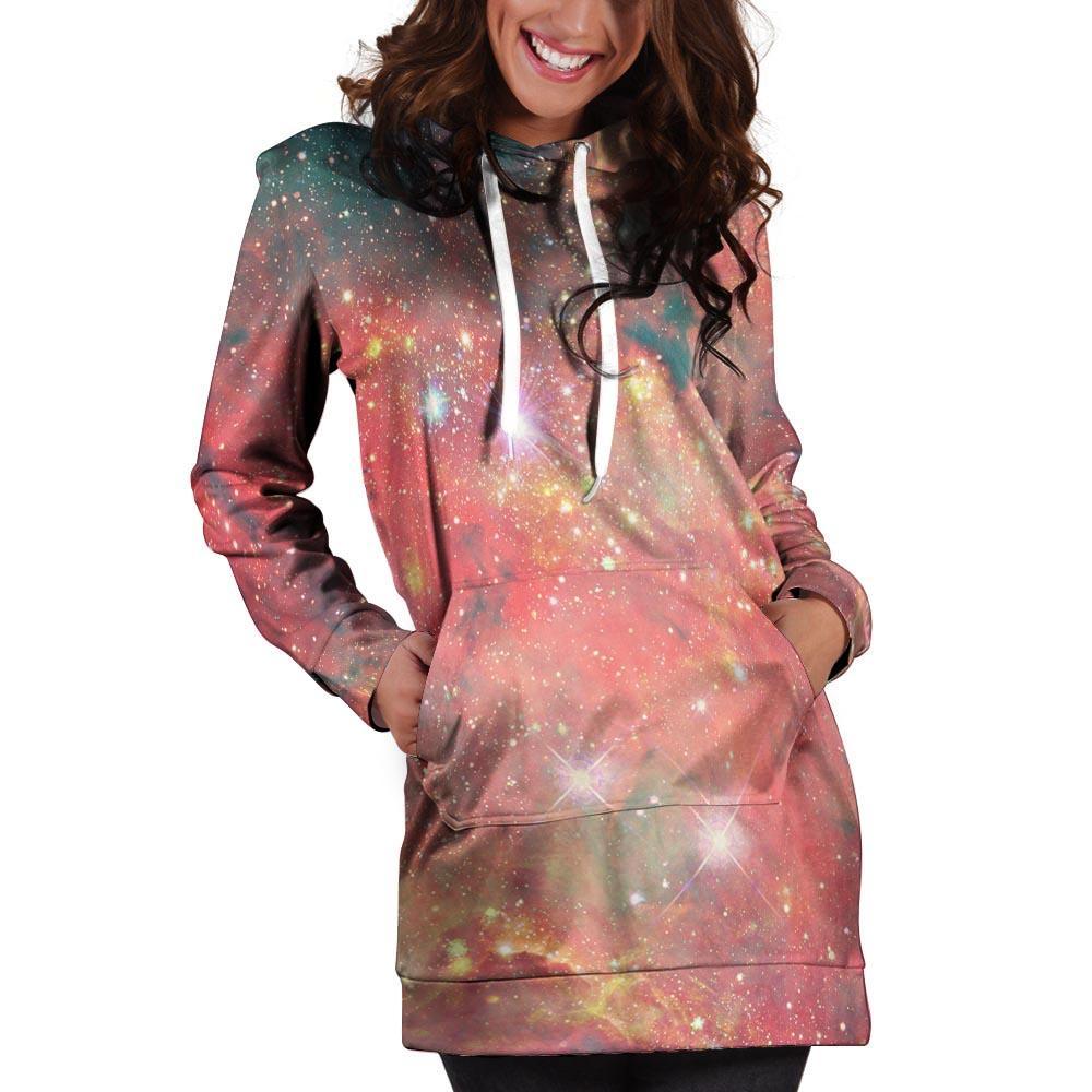 Red Cloud Galaxy Space Hoodie Dress-grizzshop