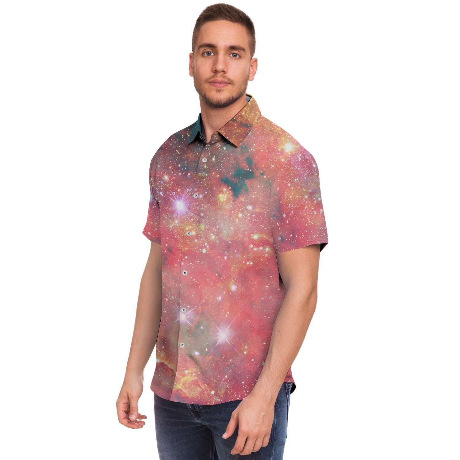 Red Cloud Galaxy Space Men's Short Sleeve Shirt-grizzshop