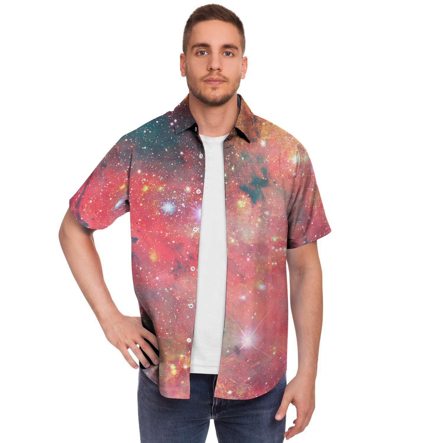 Red Cloud Galaxy Space Men's Short Sleeve Shirt-grizzshop