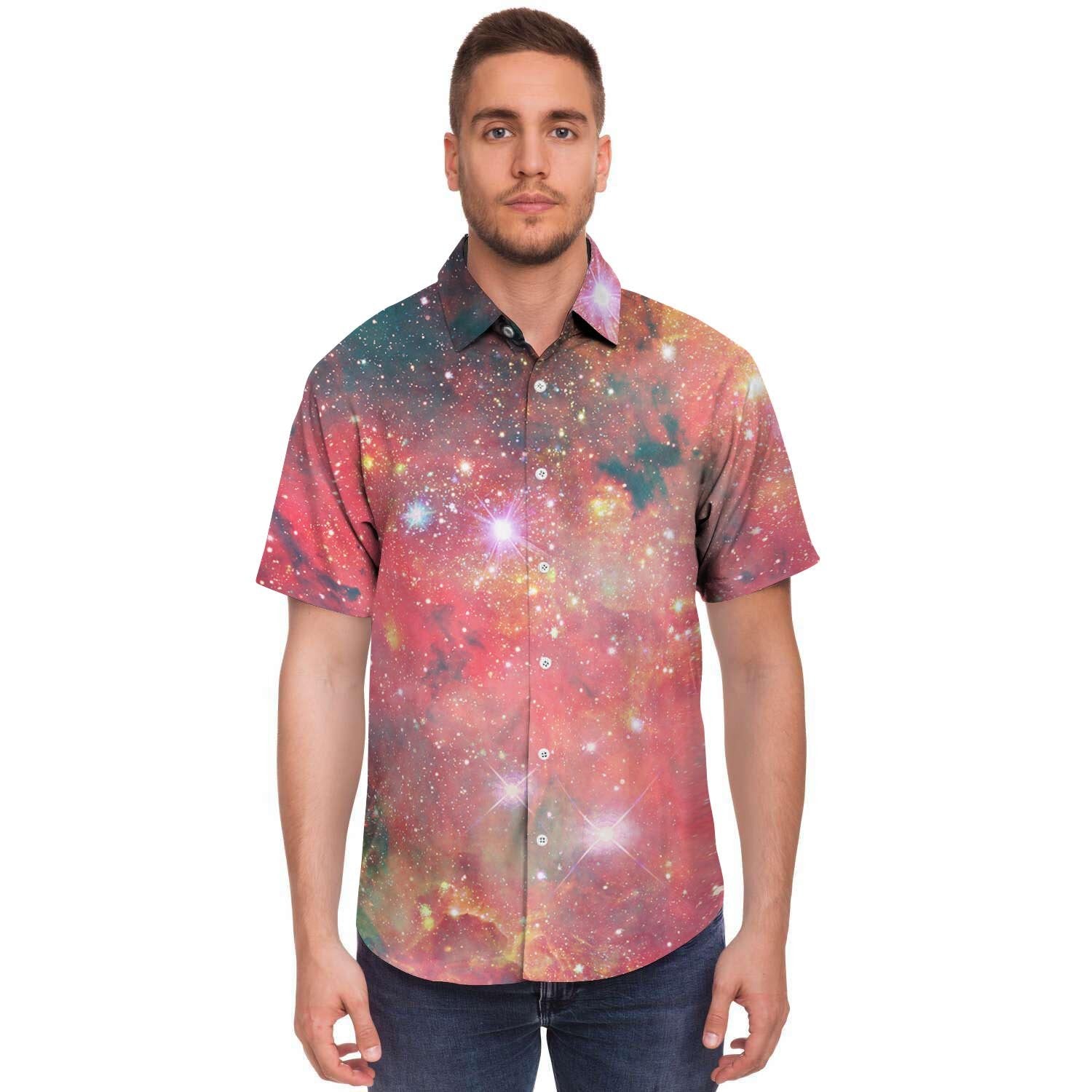 Red Cloud Galaxy Space Men's Short Sleeve Shirt-grizzshop