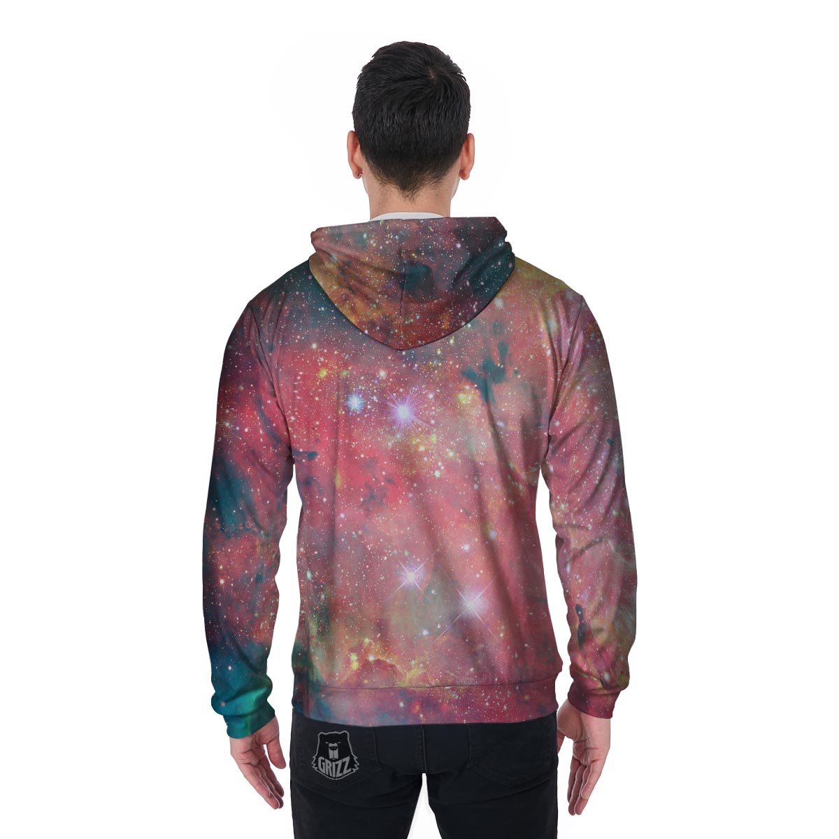 Red Cloud Galaxy Space Men's Zip Up Hoodie-grizzshop