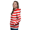 Red Color Striped Print Women's Hoodie-grizzshop