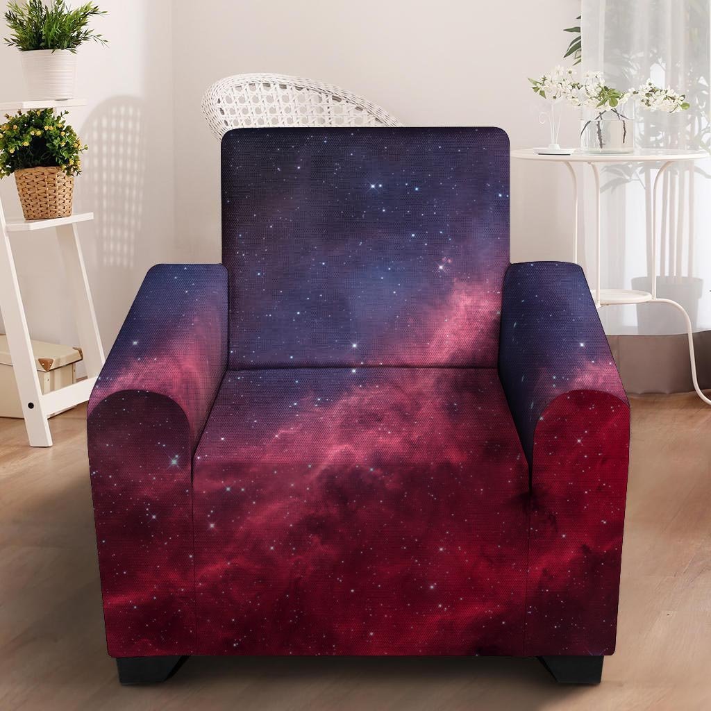 Red Cosmic Galaxy Space Armchair Cover-grizzshop